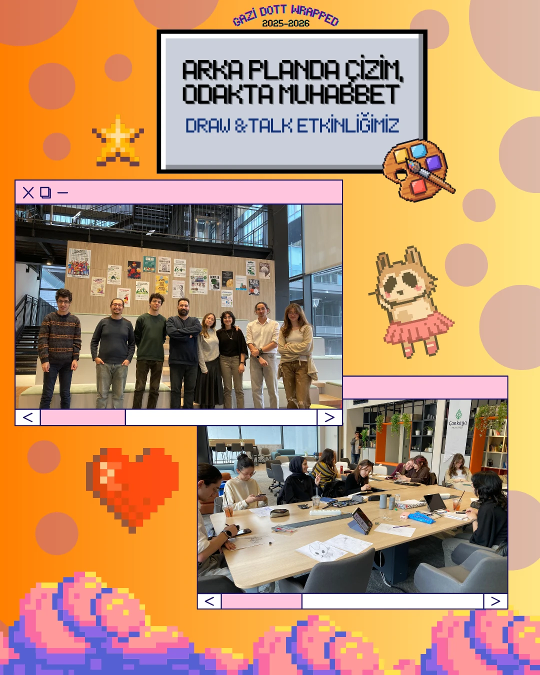 Draw and Talk etkinliğinden çizim ve topluluk fotoğrafları