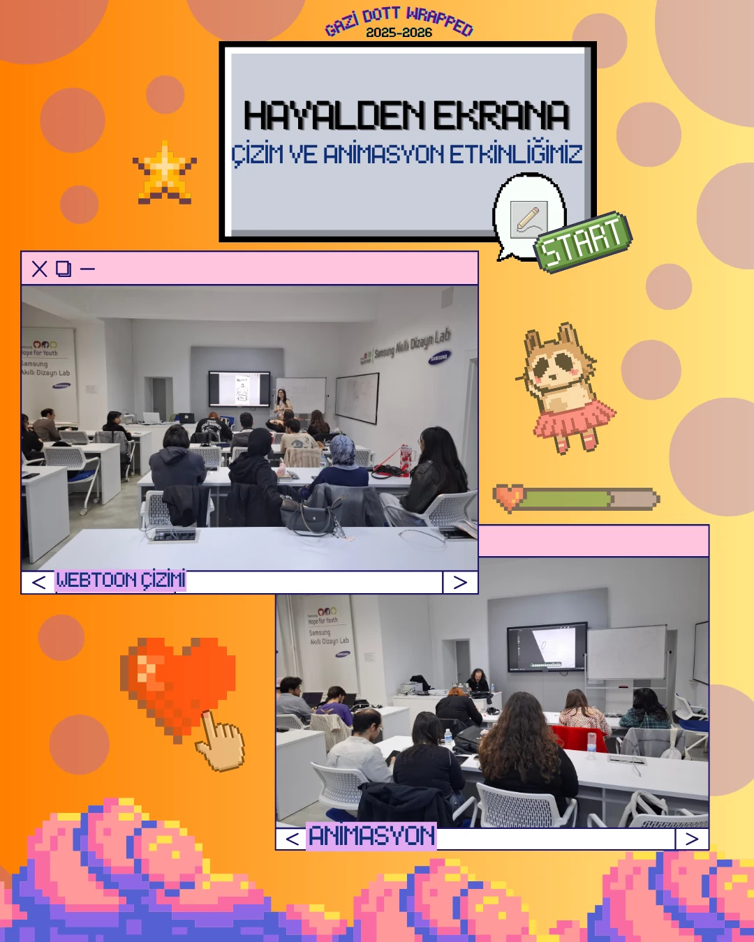 Çizim ve animasyon etkinliğinden eğitim fotoğrafları